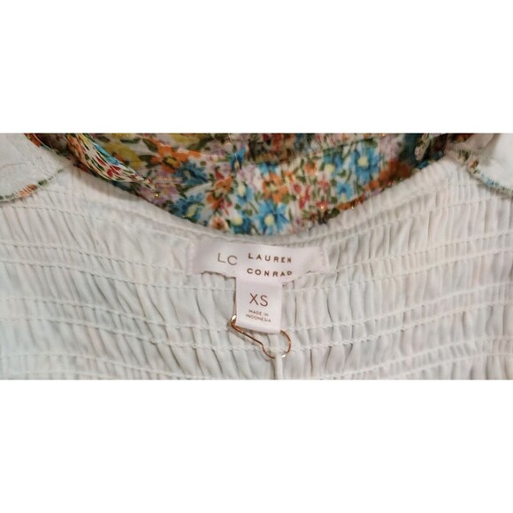 NWT $44 LC Lauren Conrad Womens Ruffle Coquette Top Multicolor Vacation Size XS - Picture 6 of 11